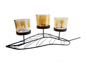  PORTA VELA DECORATIVO EM VIDRO 38X12CM