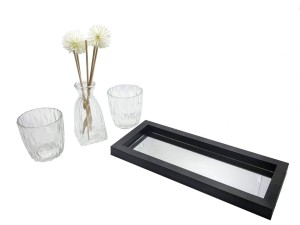  KIT PORTA VELA COM BANDEJA ESPELHADA 27X9X12CM